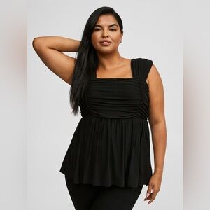 Torrid 1X stretch mesh square neck peplum top NWT